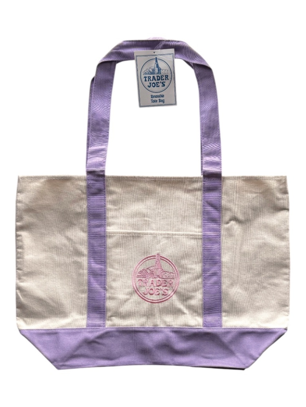 TRADER JOE'S 2026 Tote Bag Canvas Lavender Large NWT